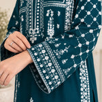 Teal Dhanak Embroidered 2-Piece Winter Suit – DE-5149