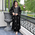Black Dhanak Embroidered 2-Piece Winter Suit – DE-6154
