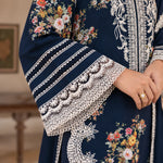 Luxury Dhanak Embroidered 3-Piece Winter Suit – Navy Blue | DE-4152