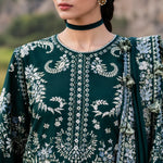 Deep Teal Dhanak Luxury Embroidered 3-Piece Winter Suit – DE-6181