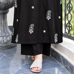 Black Dhanak Embroidered 2-Piece Winter Suit – DE-6154