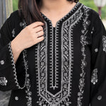 Black Dhanak Embroidered 2-Piece Winter Suit – DE-6154