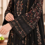Black Dhanak Luxury Embroidered 3-Piece Winter Suit – DE-6207