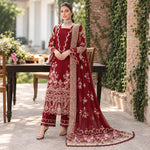 Luxury Dhanak Embroidered 3-Piece Winter Suit – DE-6124 | Black & Red