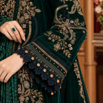 Bottle Green Dhanak Luxury Embroidered 3-Piece Winter Suit – DE-6172