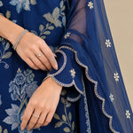 Navy Blue Dhanak Luxury Embroidered 3-Piece Winter Suit – DE-6186