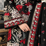 Bareeze Women's Embroidered 3-Piece Dhanak Winter Suit Black DE-6209