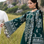 Deep Teal Dhanak Luxury Embroidered 3-Piece Winter Suit – DE-6181